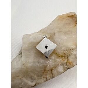 Vintage Sterling Silver Graduation Cap 3D Charm Tassel Graduate School Diploma